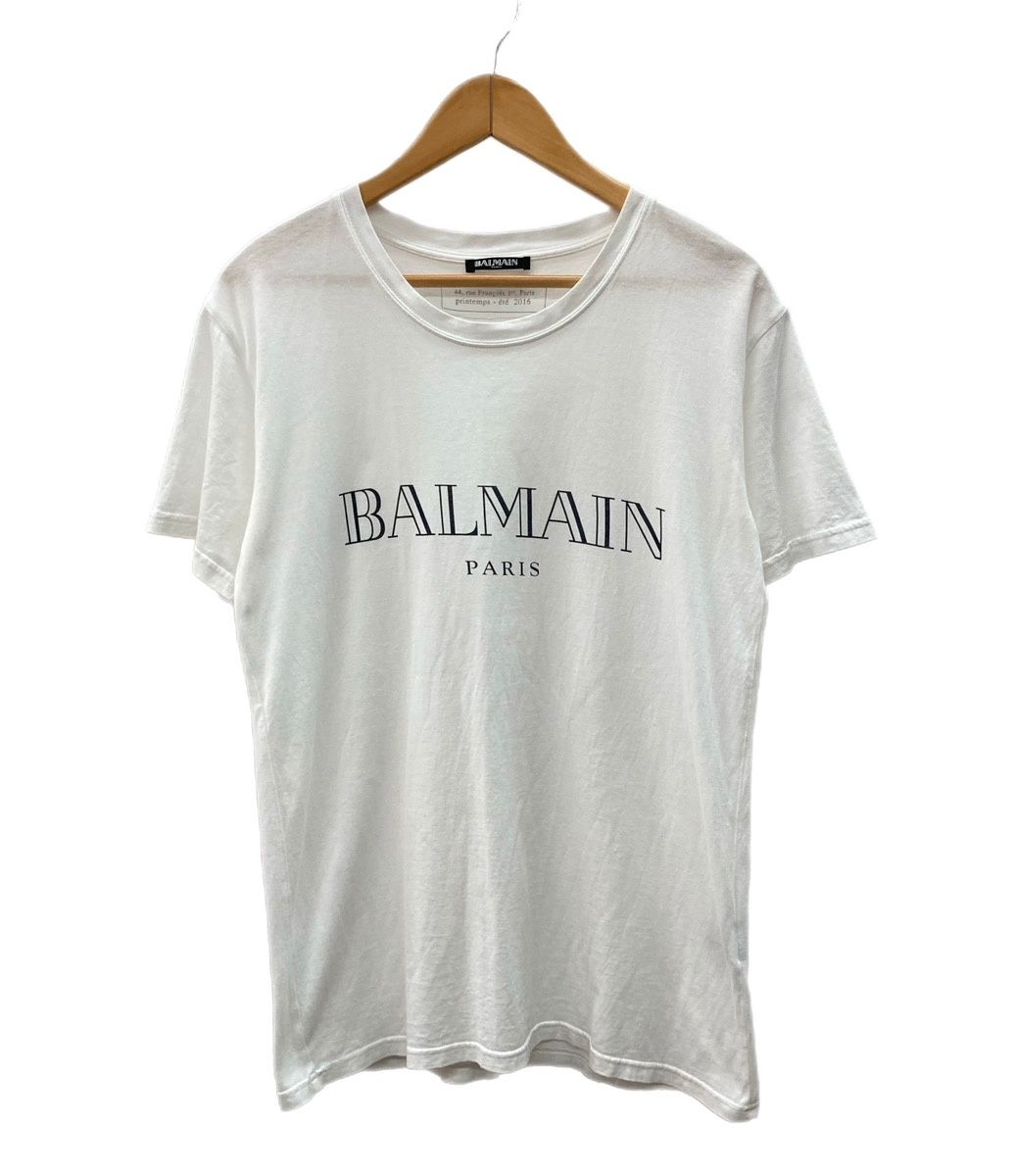 バルマン BALMAIN PARIS ロゴ プリント S/S ショートスリーブ 半袖 Tee フランス製 白 Tシャツ プリント ホワイト XSサイズ 104MT-3466