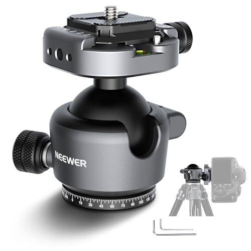 NEEWER ボール雲台 低重心ボールヘッド 自由雲台 三脚雲台 360°回転 & 90°傾斜 40mm金属パノラマカメラマウントアダプター&1/4