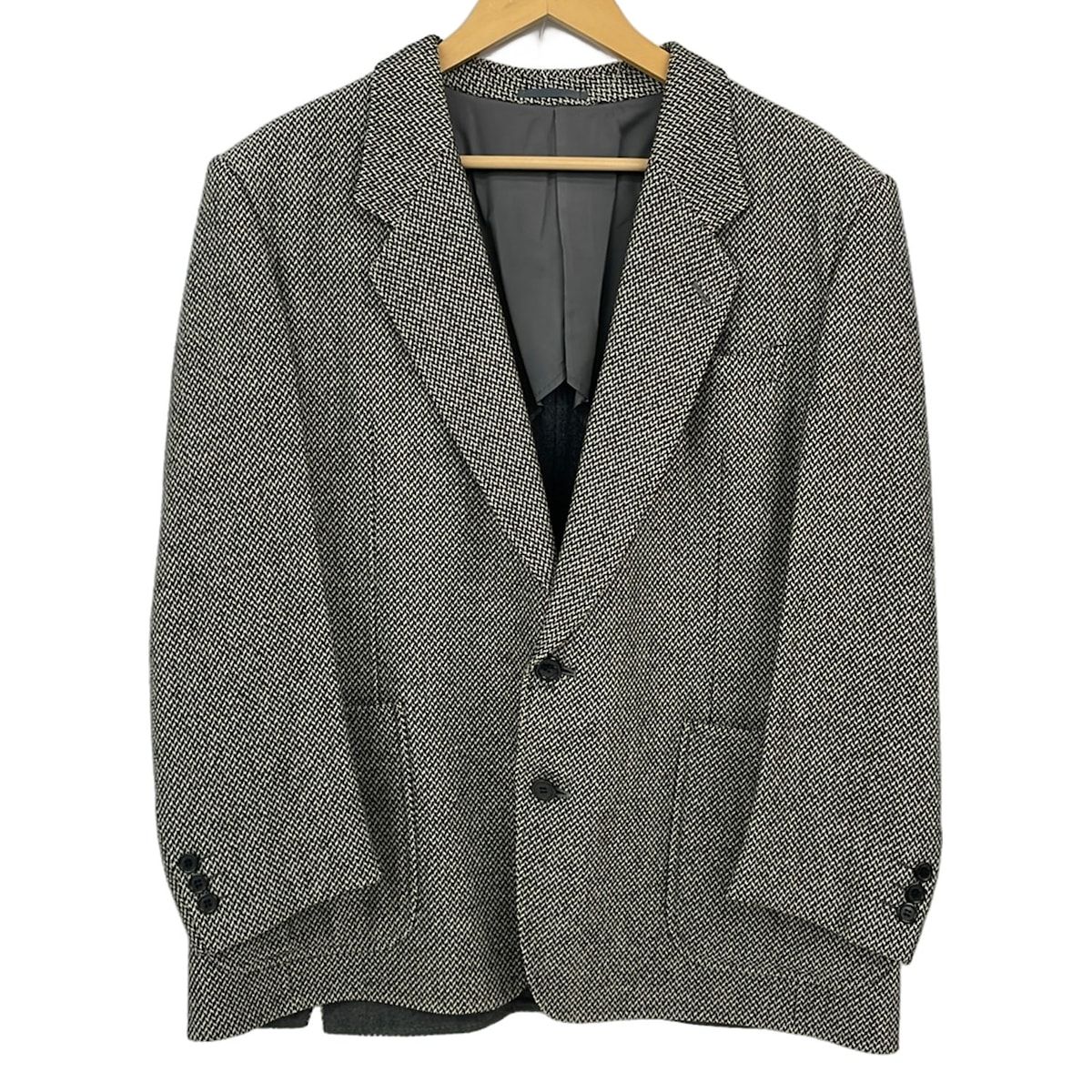 LANVIN(ランバン) ジャケット サイズST50-56 メンズ美品 - アイボリー×黒 長袖/ネーム刺繍/春/秋