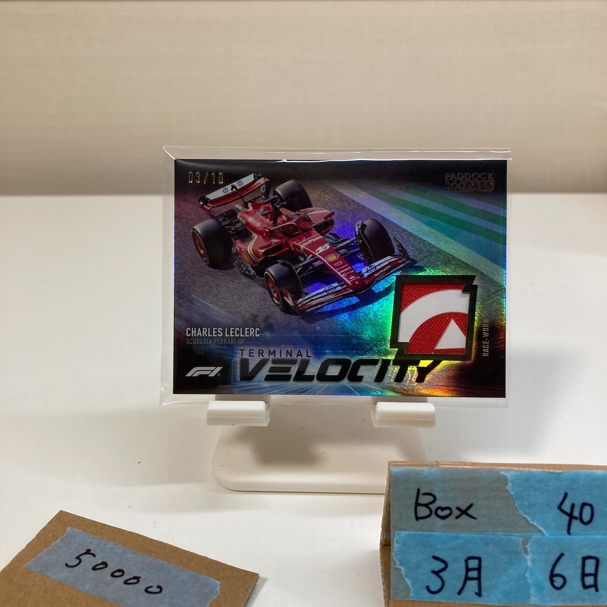 2024 Topps Paddock Pass Formula 1 Charles Leclerc 03/10 Scuderia Ferrari HP Terminal Velocity Race-Worn Memorabilia Jumbo パッチ カード