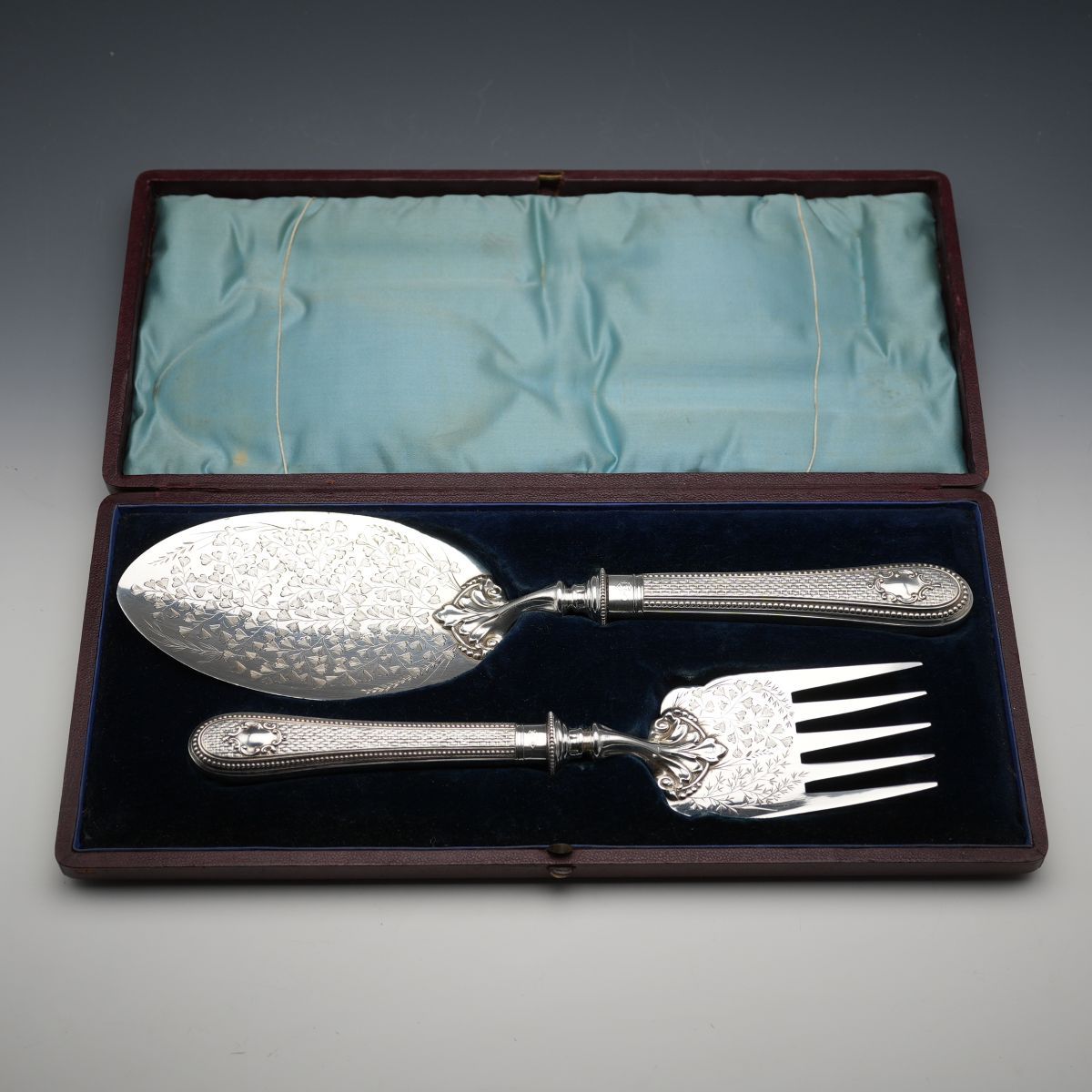 1876年 英国アンティーク シルバープレート製 フィッシュサービングカトラリー Atkin Brothers ケース入り 24,480円