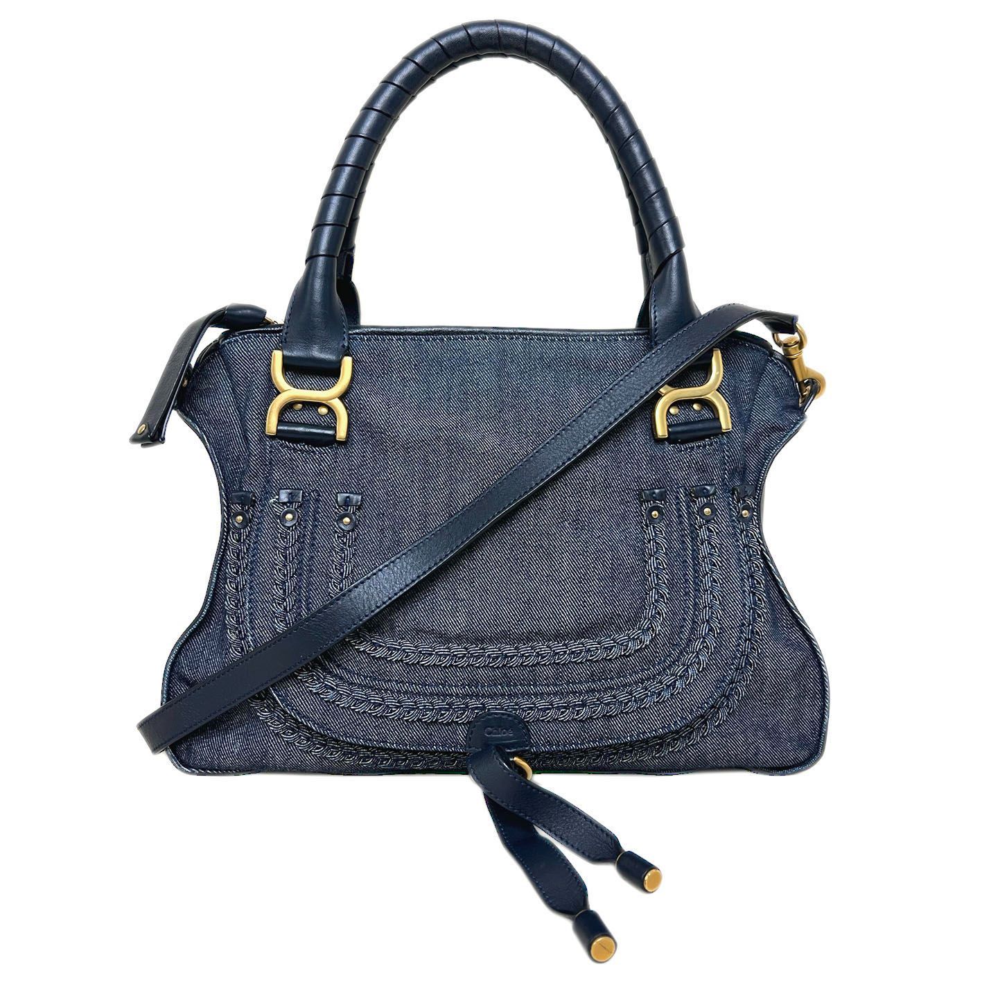 CHLOE クロエ バッグ デニム マーシー 2WAY ハンド レザー ショルダー レア 希少