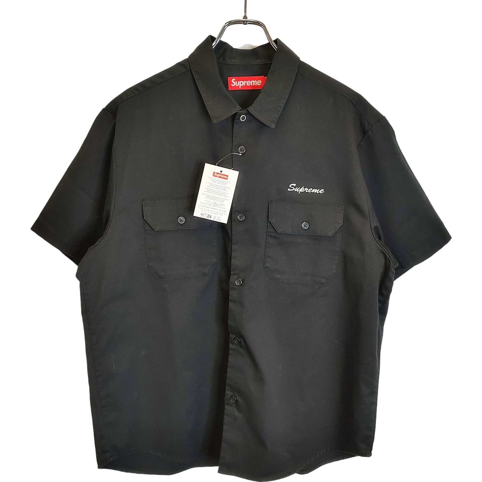 Supreme シュプリーム 25SS Rhinestone Pin Up S/S Work Shirt ラインストーン ピンナップ 半袖 シャツ M ブラック メンズ