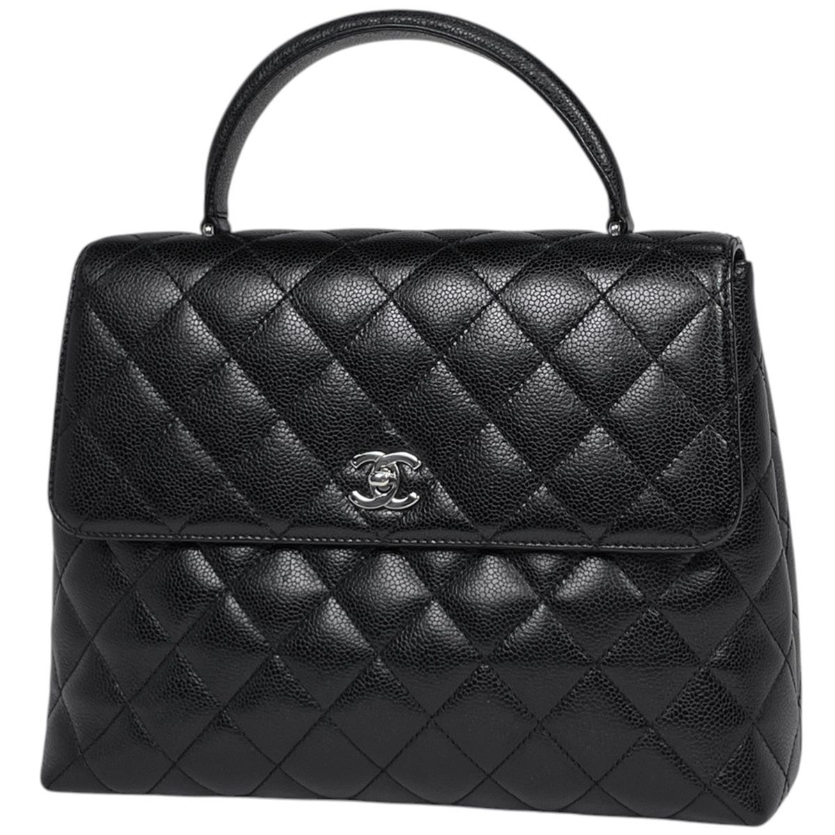 シャネル CHANEL ココマーク ハンドバッグ マトラッセ キャビアスキン ブラック A12397 レディース 【中古】