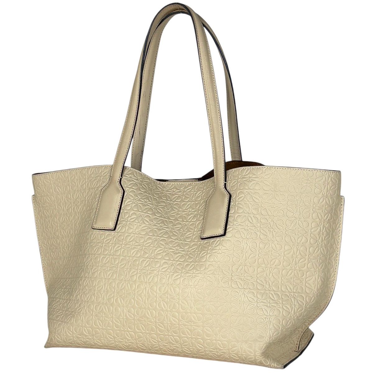 ロエベ LOEWE アナグラム トートバッグ レザー アイボリー レディース 【中古】
