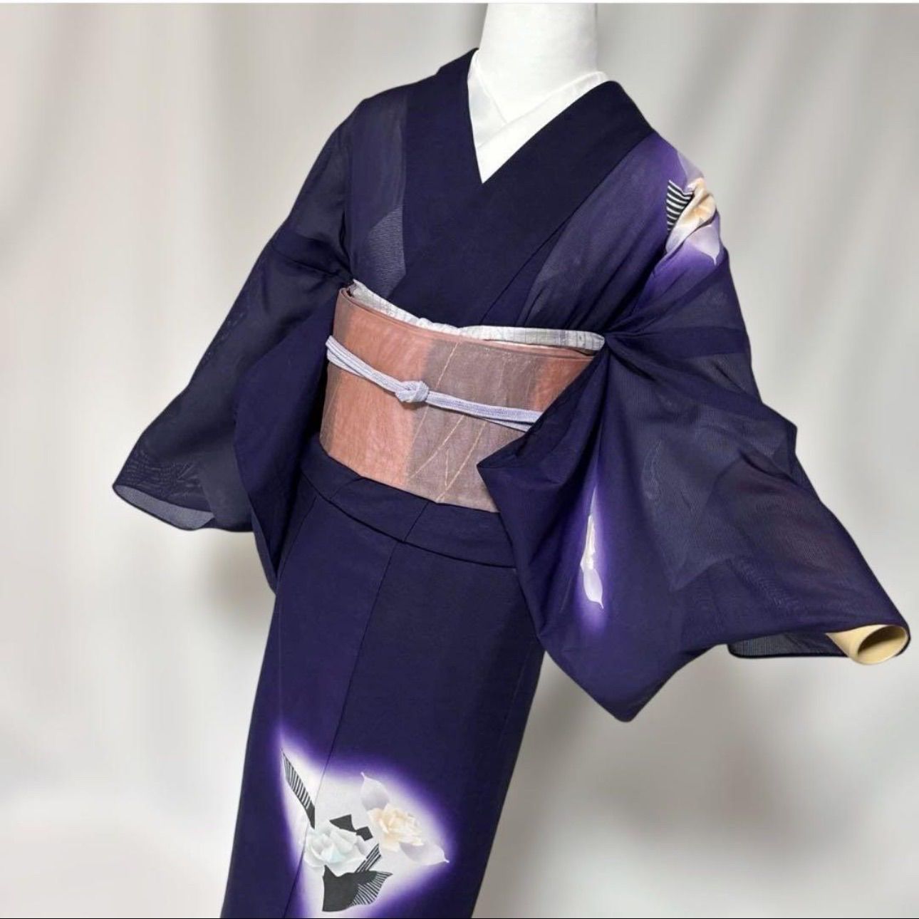 付け下げ　訪問着 絽 夏 夏着物　正絹 夏着物 絽 訪問着 フルセット 正絹着物 夏帯 夏帯締め 夏帯揚げ - メルカリ