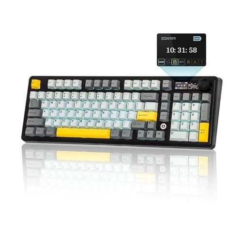 MechLands AJAZZ AK980 98% メカニカルキーボード BT5.0/USB-C/2.4GHz ワイヤレスゲーミングキーボード ホットスワップ対応クリーミーカスタムキーボード 1.14''TFTスクリーン ノブ RGB Win/Mac用 (yu 12,320円