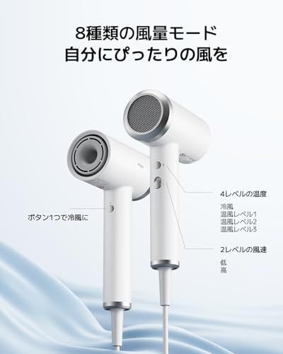 【2025年11月発売】Mijia 速乾イオンヘアドライヤー XIAOMI ヘアドライヤー 最大11万回転/分 5000W負イオン 軽量400g 8段階風量調節 大出力1200Wyu 【2025年11月発売】Mijia 速乾イオンヘアドライヤー XIAOMI ヘアドライヤー 最大11万回転/分 5000W負イオン 軽量400g 8段階風量調節 大出力1200Wyu