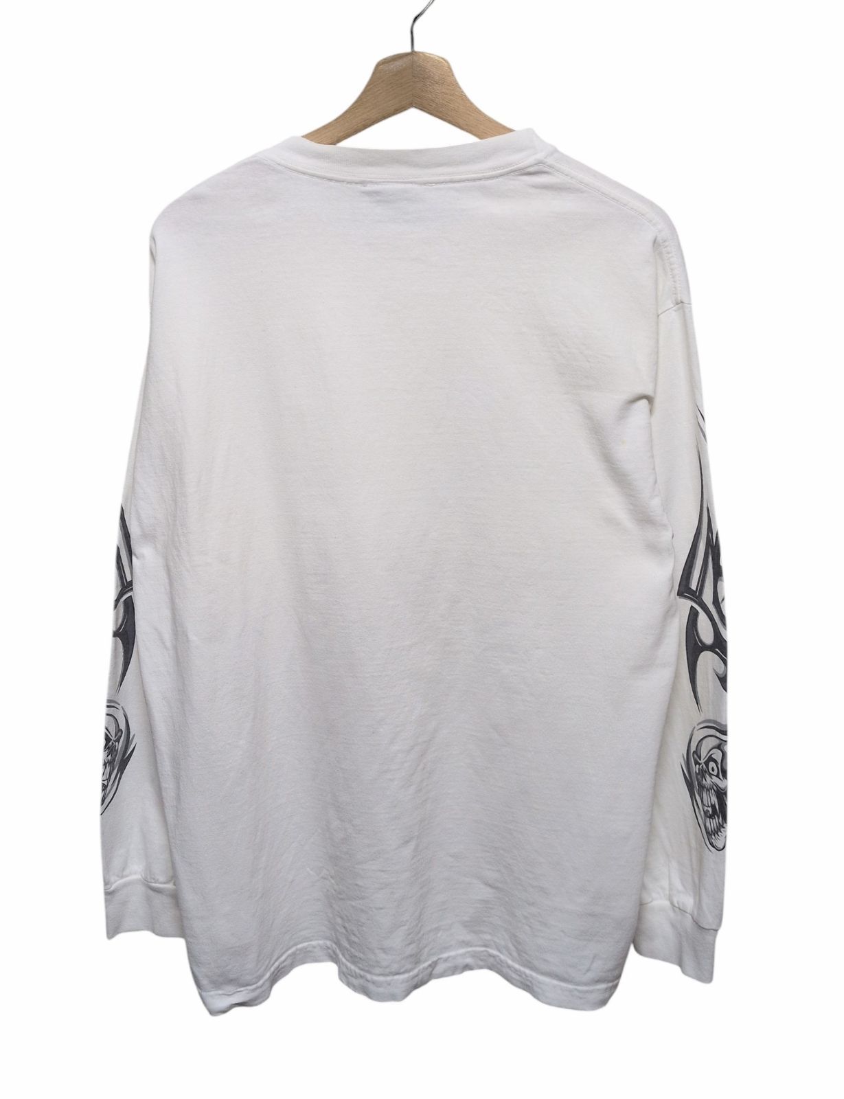 00s USA製 BULLHEAD（ブルヘッド） スカル トライバル ロングスリーブTシャツ ロンT ホワイト