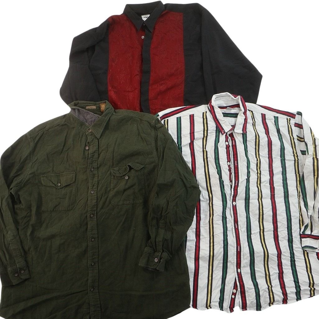 古着卸 まとめ売り 長袖シャツ 10枚セット ( メンズ 2XL ) ダブルフラップ チェック柄 ウエスタンシャツ ボックスカット 中古 古着 NF6648 古着卸 まとめ売り 長袖シャツ 10枚セット ( メンズ 2XL ) ダブルフラップ チェック柄 ウエスタンシャツ ボックスカット 中古 古着 NF6648