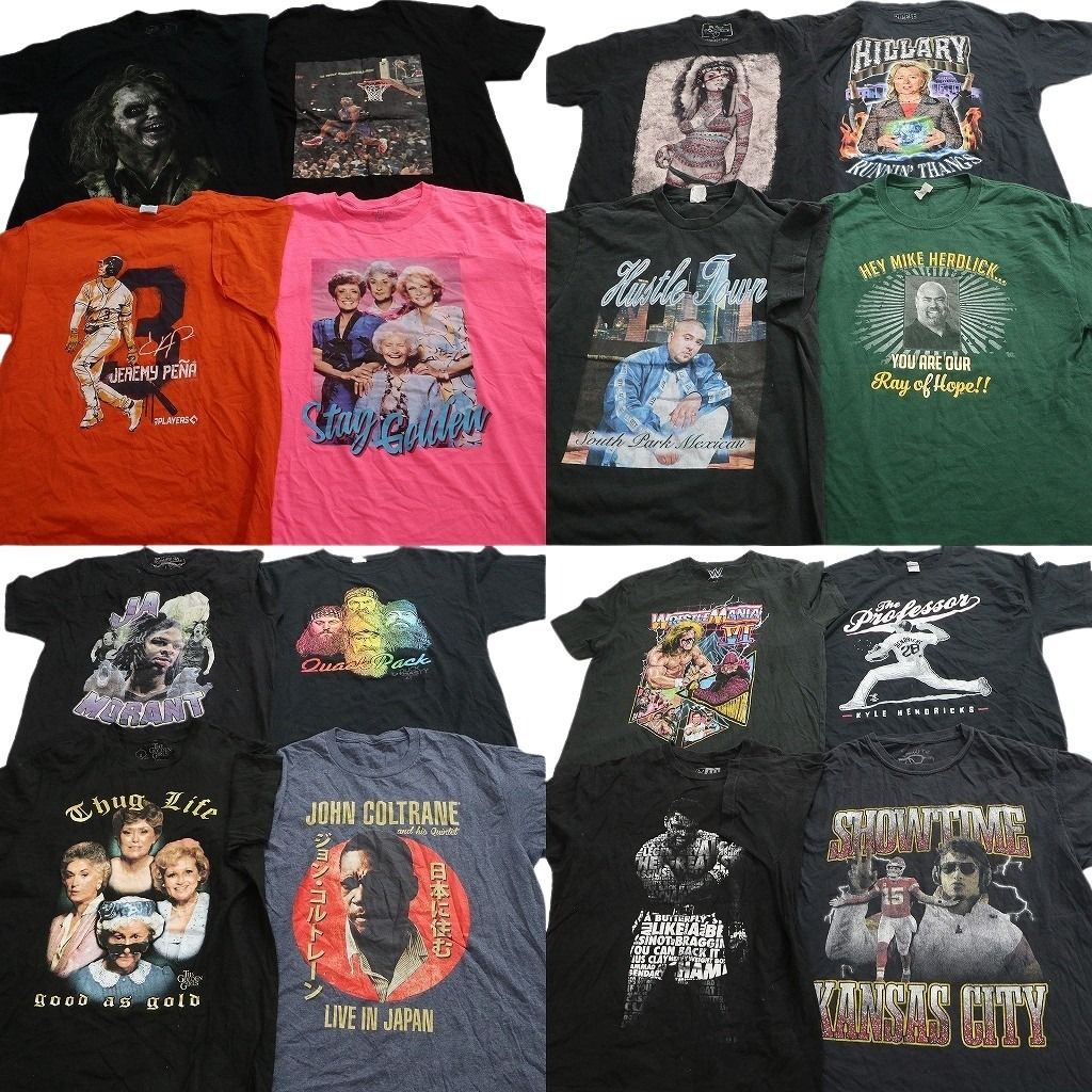 古着卸 まとめ売り 人物 Tシャツ 16枚セット ( メンズ L ) ベースボール ジョン・コルトレーン アメリカンフットボール 中古 古着 NF6716 18,600円