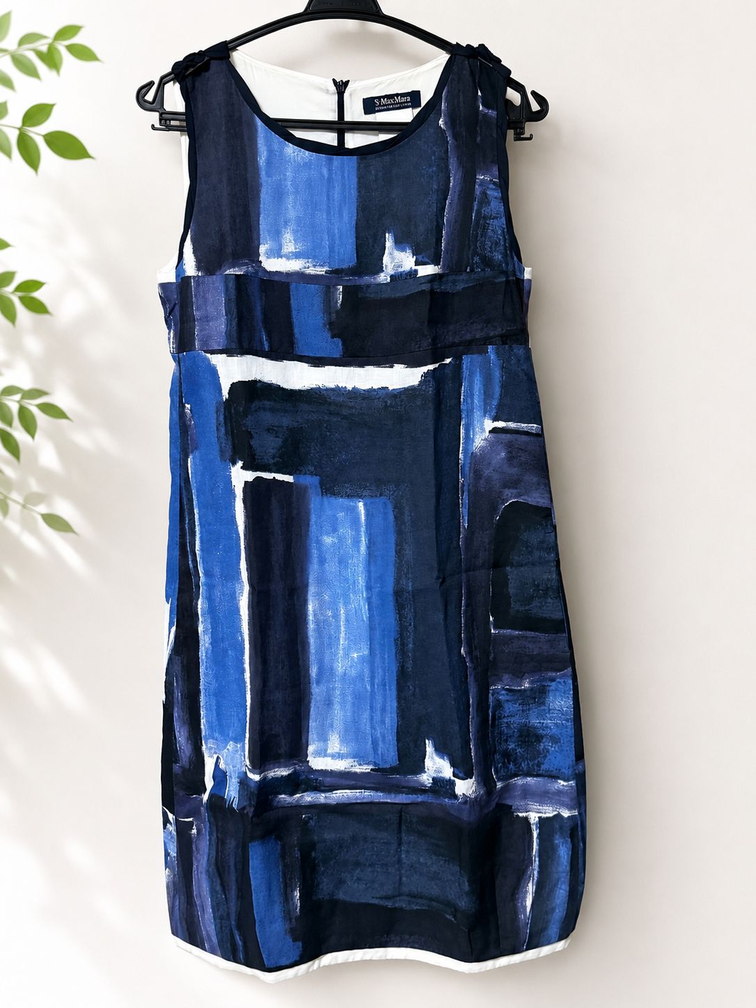 S Max Mara】リネン混 ノースリーブ ワンピース 40 L ネイビー ラミー