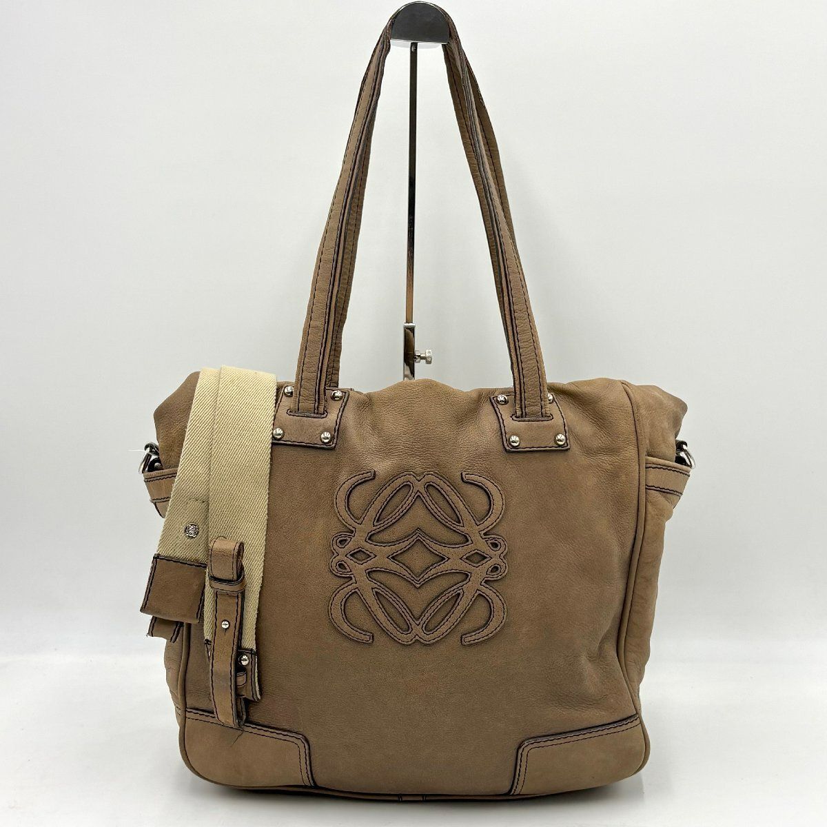 極美品◎LOEWE ロエベ ボルソ 2way トートバッグ ショルダーバッグ ビジネスバッグ A4肩掛け可 メンズ レディース