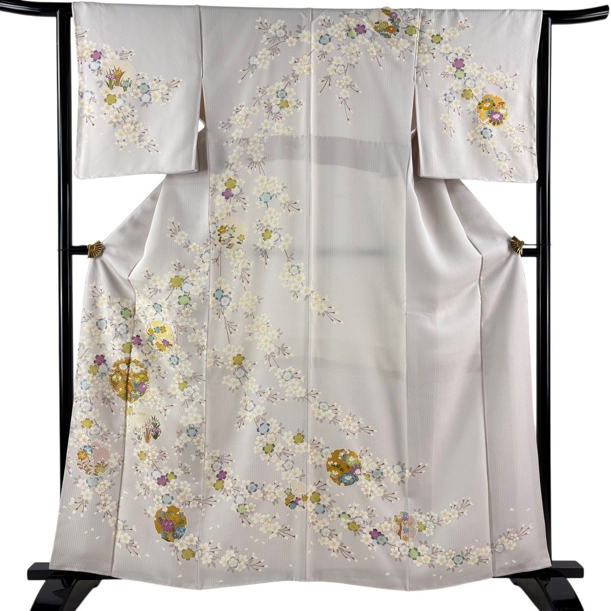 【美品】 訪問着 身丈161cm 裄丈63.5cm S 袷 雪輪 桜 金糸 金彩 薄紫 正絹 逸品 【中古】 28,324円