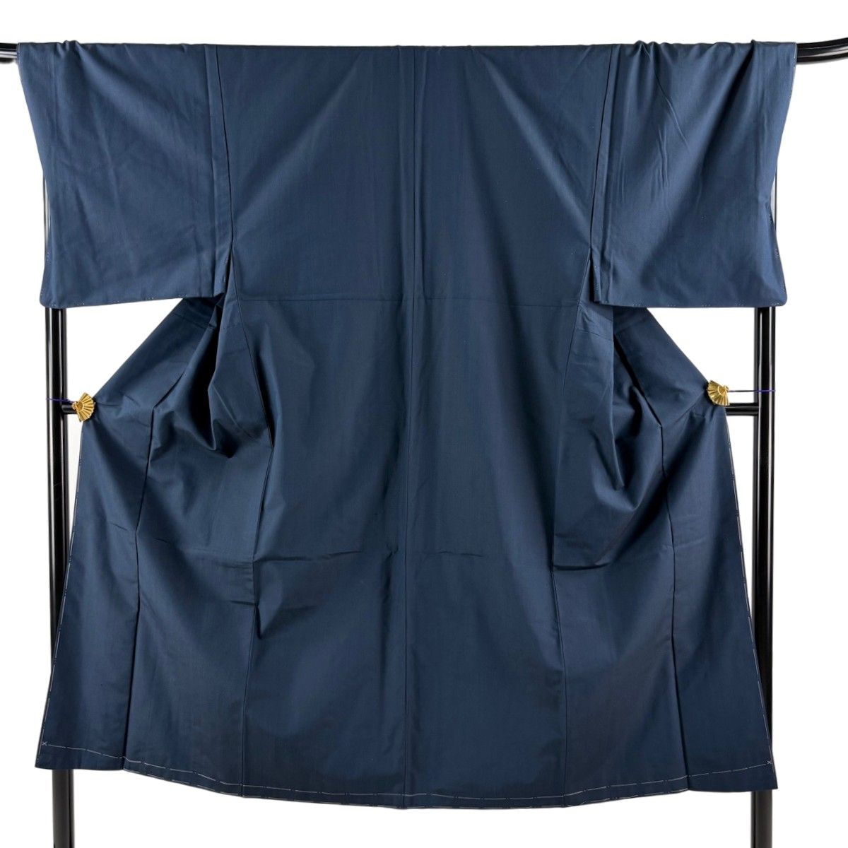 【美品】 男着物 身丈146.5cm 裄丈72.5cm M 袷 紬 アンサンブル 証紙 濃紺 正絹 秀品 【中古】