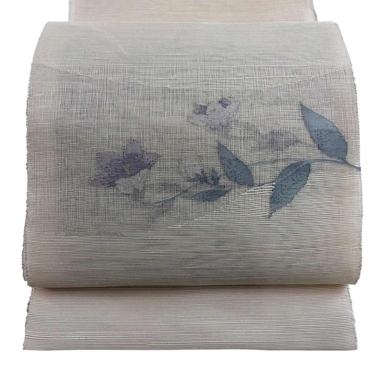 名古屋帯 秀品 夏帯 絽 八寸名古屋帯 桔梗 金銀糸 ベージュ 正絹 【中古】 8,378円