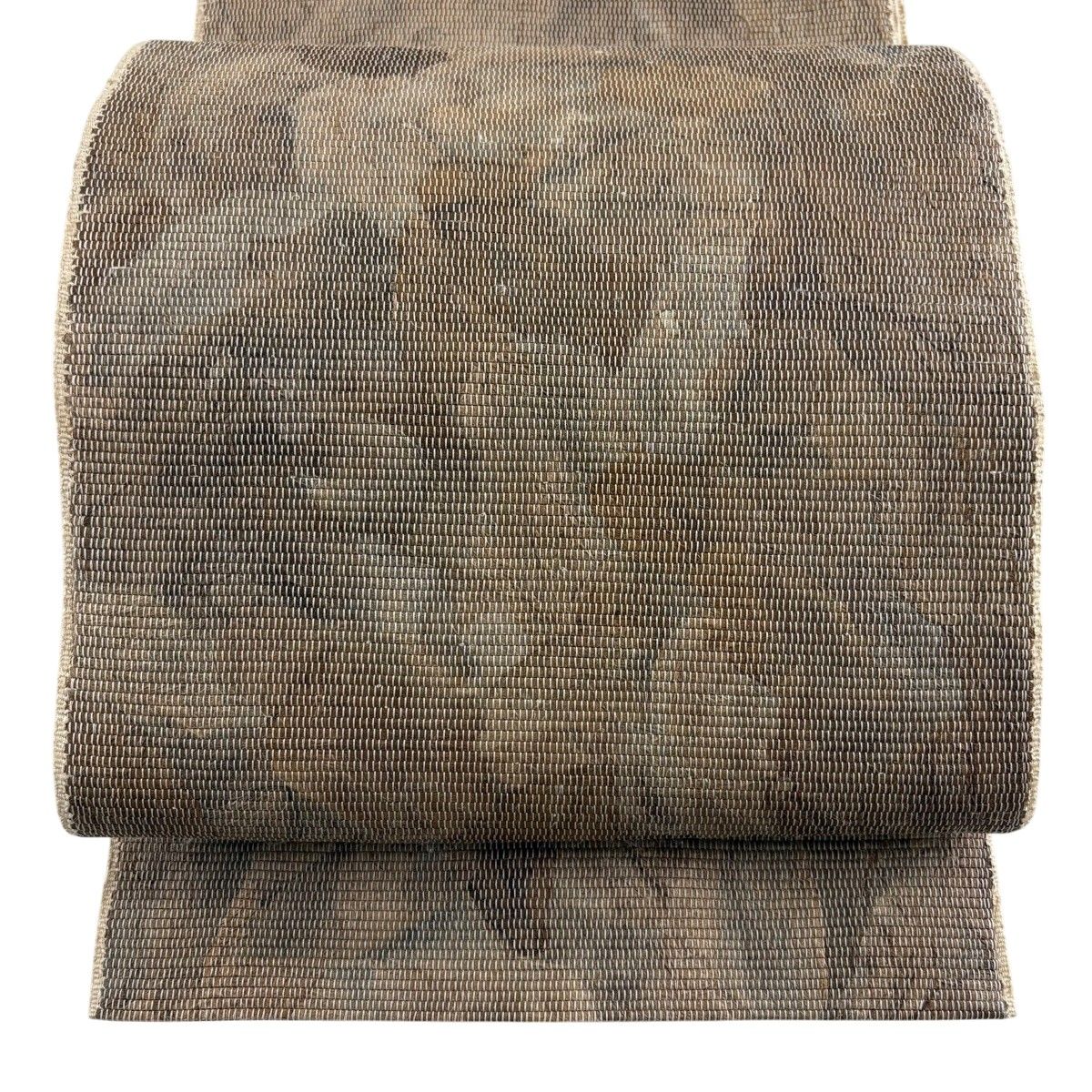 名古屋帯 秀品 松葉仕立て 八寸名古屋帯 幾何学 焦茶色 正絹 【中古】