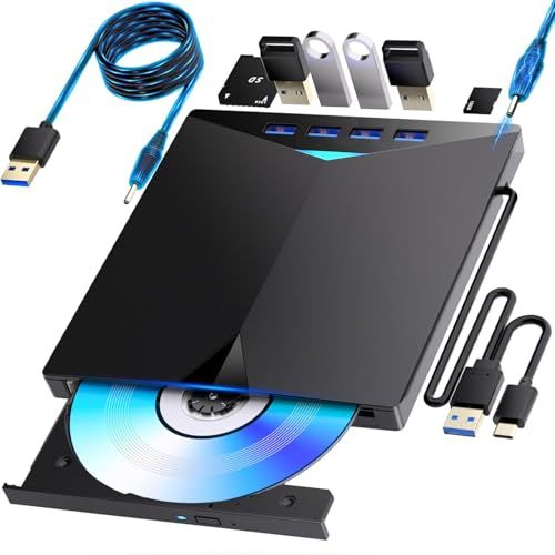 ブルーレイドライブ外付け！さらに速外付けブルーレイドライブ USB-A/C対応 BD/DVD/CD 再生・読み込み・書き込み対応 ポータブルBlu-rayプレーヤー Windows 7-11/Mac OSパソコン対応電源ケーブル付属（blac bac20705