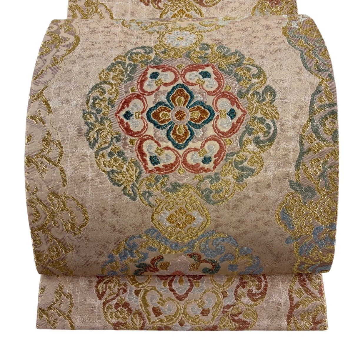 【美品】 袋帯 秀品 華文 花唐草 金糸 箔 金色 六通 正絹 【中古】
