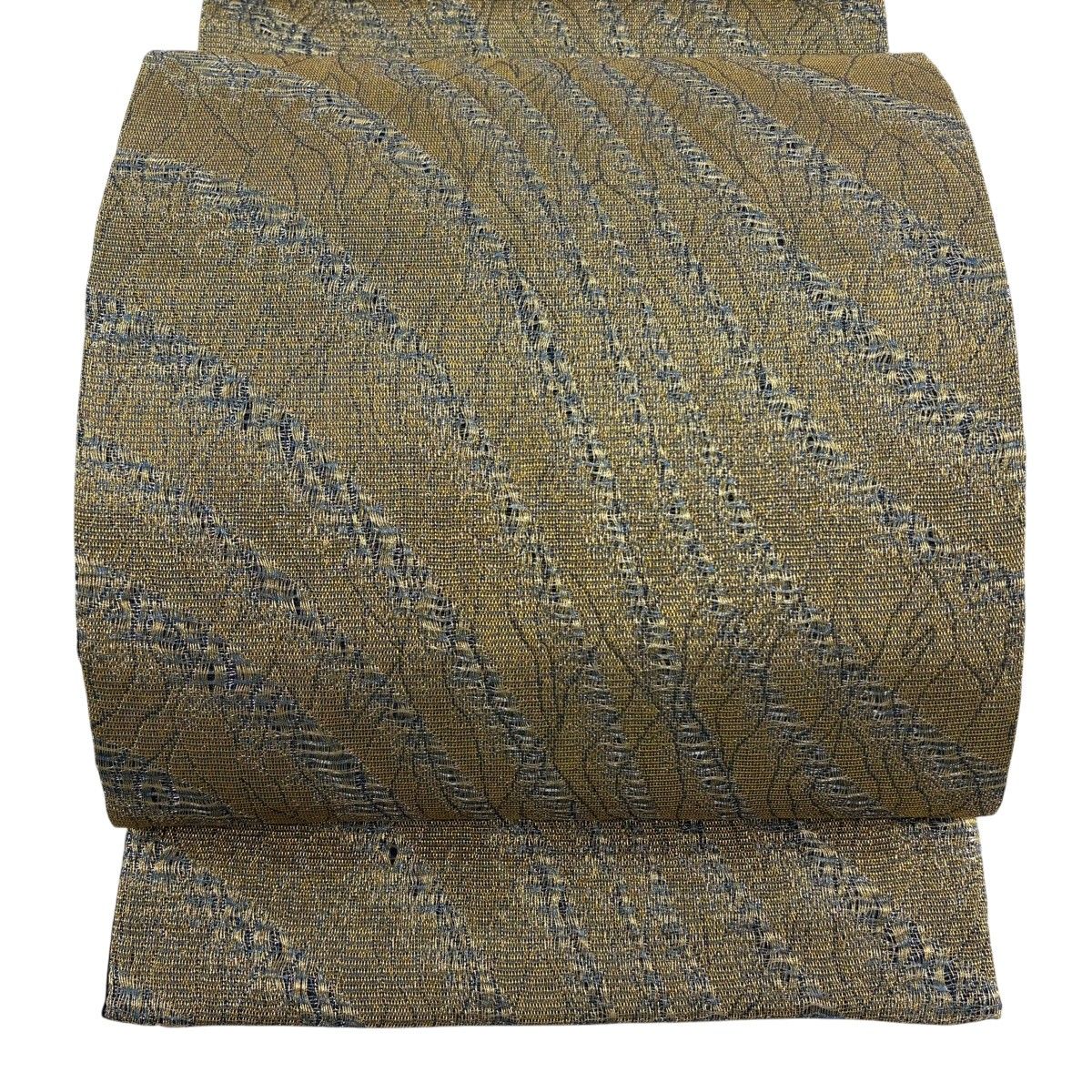 【美品】 袋帯 秀品 幾何学 金銀糸 金色 全通 正絹 【中古】