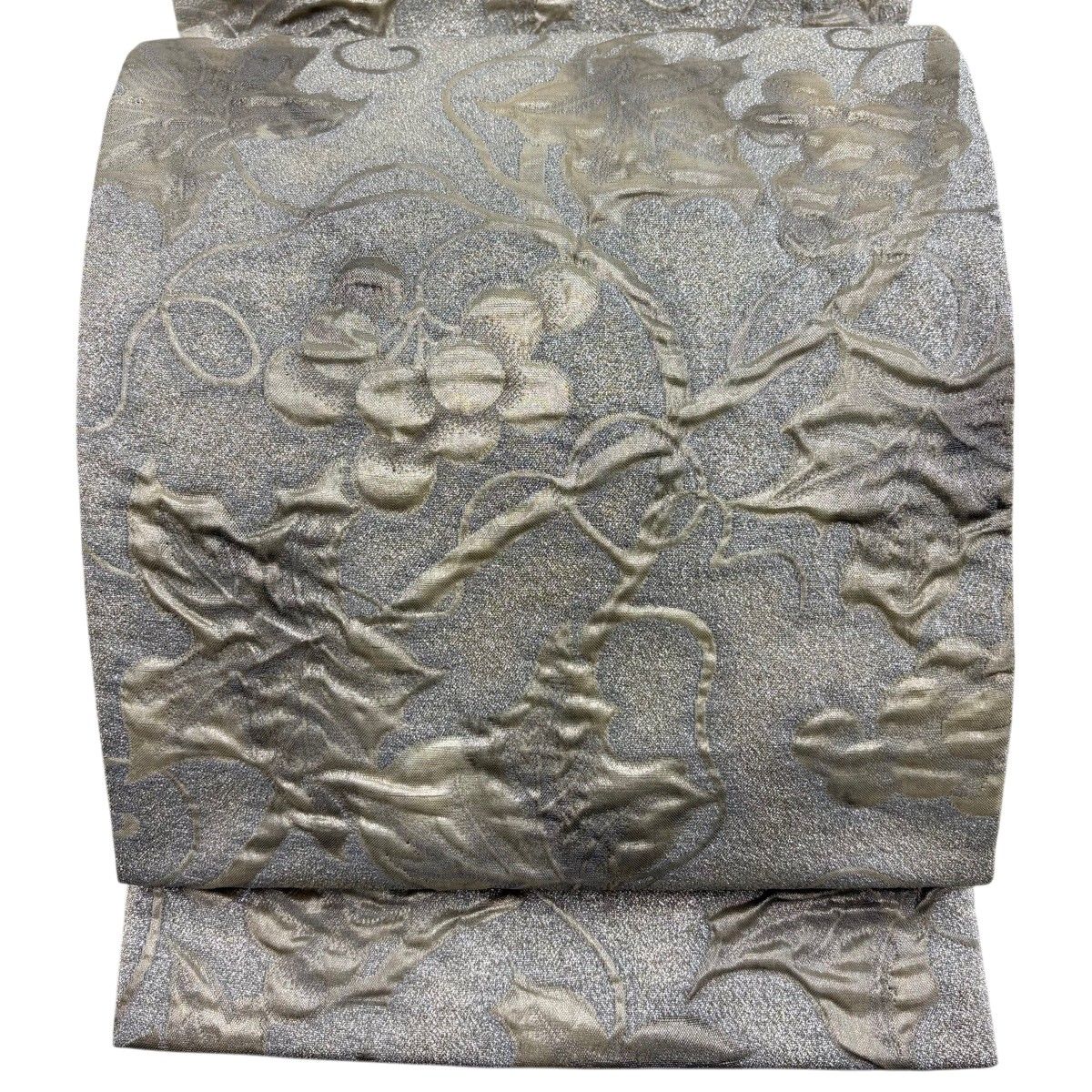 【美品】 袋帯 秀品 葡萄唐草 箔 銀糸 銀色 六通 正絹 【中古】