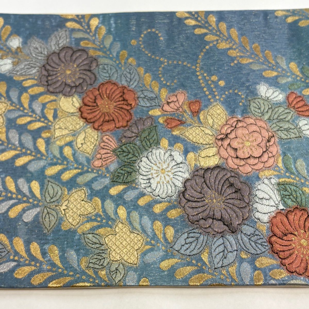 袋帯 秀品 草花 金銀糸 箔 水色 六通 正絹 【中古】 - メルカリ