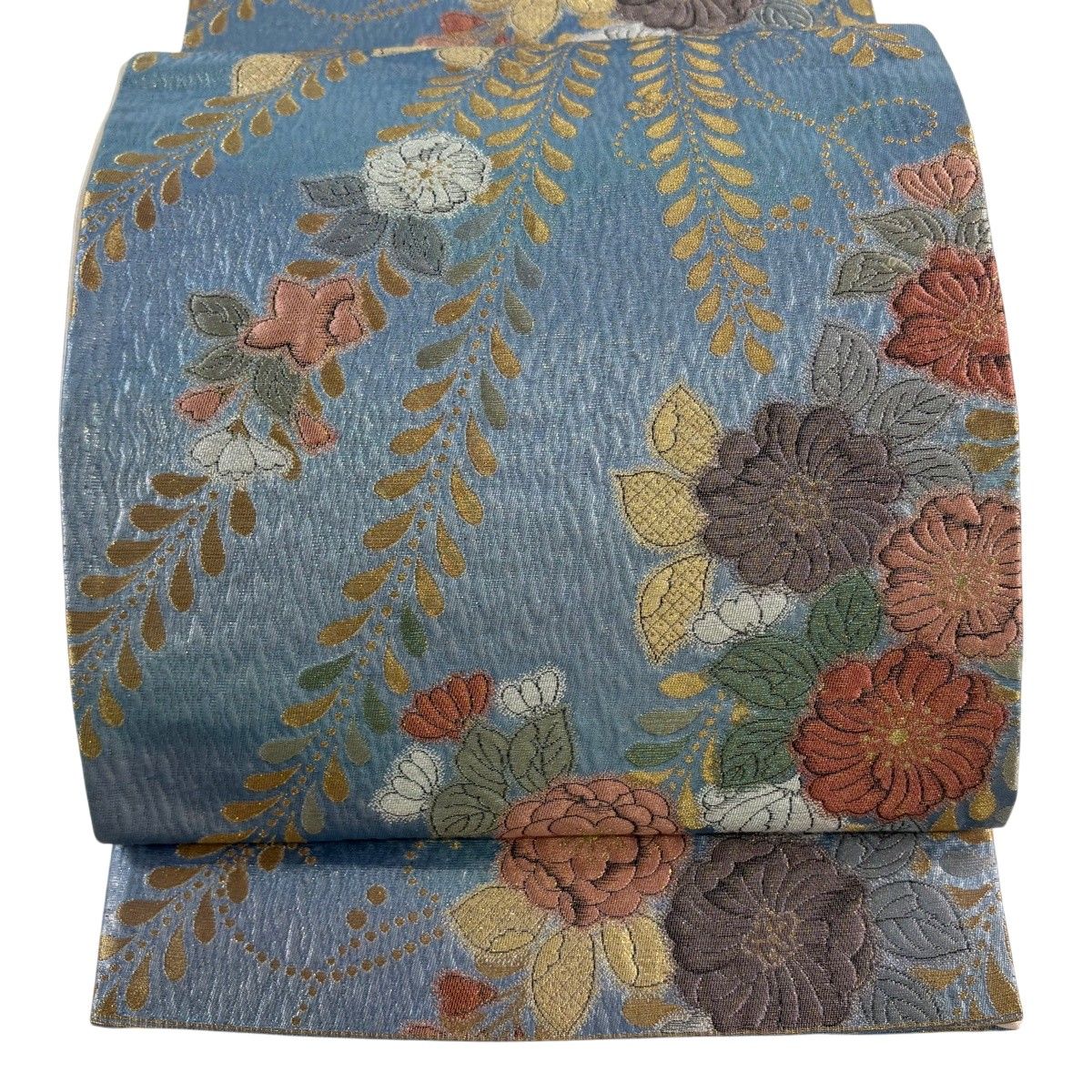 袋帯 秀品 草花 金銀糸 箔 水色 六通 正絹 【中古】 - メルカリ