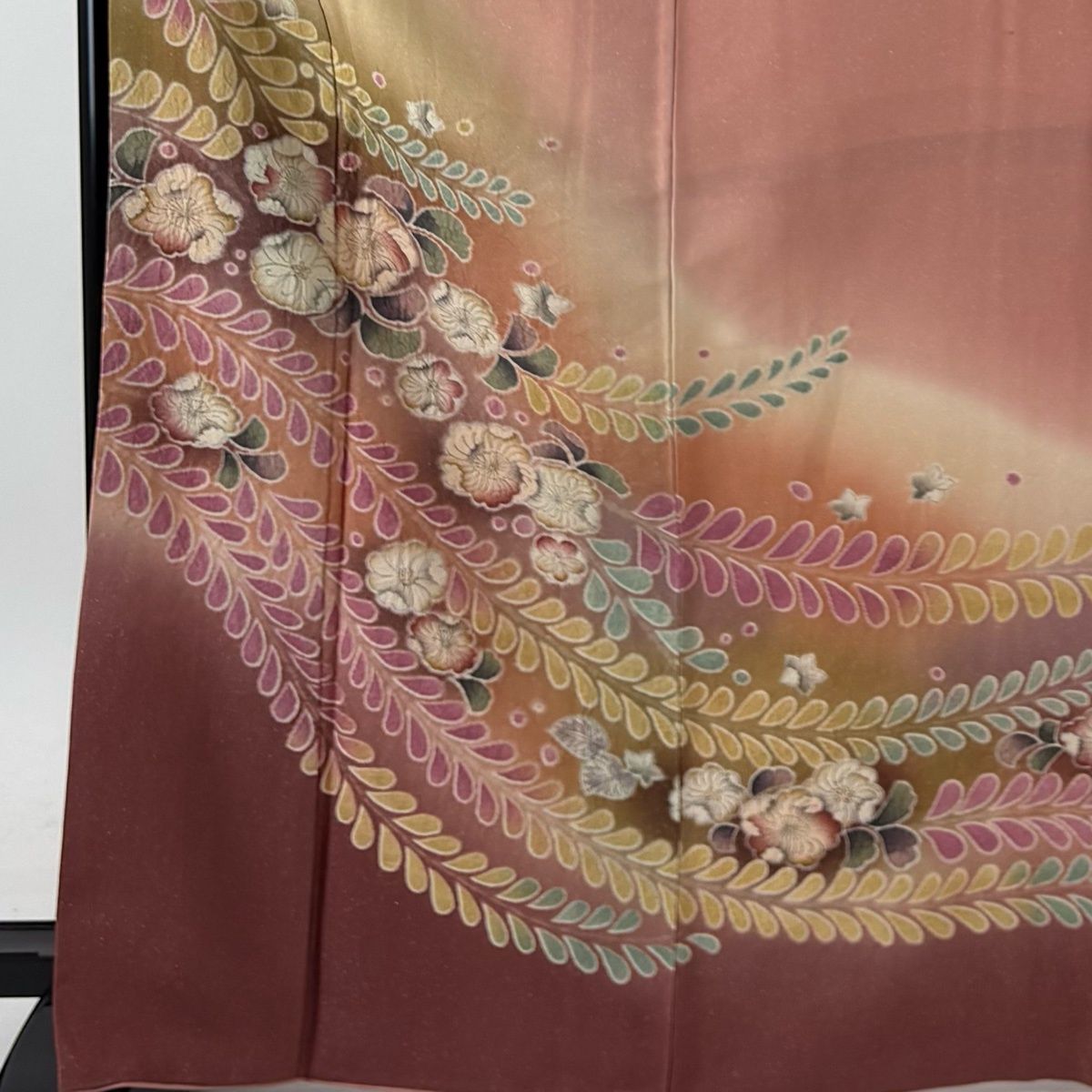 訪問着 身丈168cm 裄丈68cm L 袷 落款 辻が花 銀通し ぼかし ピンク