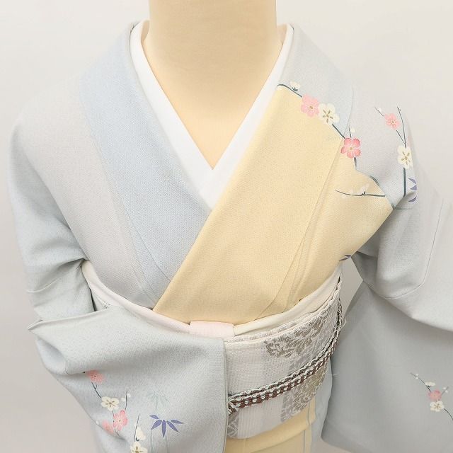 百華❀Y5261◇夏着物 梅 竹 笹 紗 正絹 居敷当て付き 手縫い仕立て