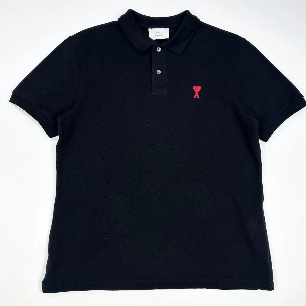 (L) AMI アミ ハートロゴ ベーシック 半袖 カラーTシャツ ブラック 6,484円