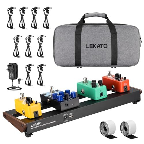 LEKATO ペダルボード 内蔵電源付きギターペダルボード アルミ合金製電源付きペダルボード 40x13x4cm/0.6kg キャリーバッグ ペダルケーブル 粘着フック面テープ付属(PB-01S★m 3025565e