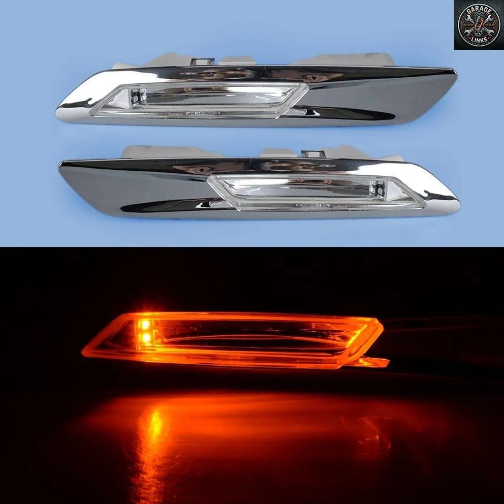 BMW 5シリーズ F10 F11 2010-2013用 シルバー左右フェンダーサイドマーカーターンシグナルライト 1ペア サイドインジケーターランプ