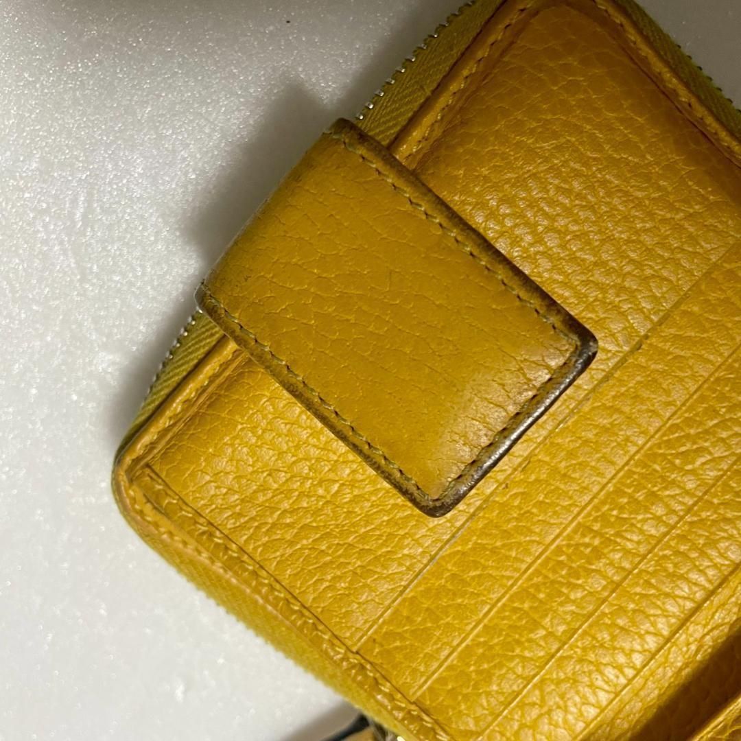 GUCCI グッチ GGキャンバス 二つ折り財布 イエロー レザー スナップ式