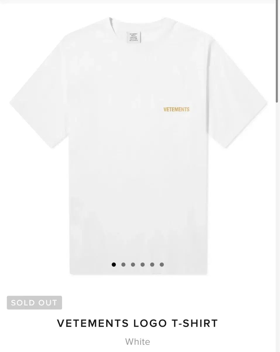 VETEMENTS ヴェトモン GOLD ロゴ 半袖 Tシャツ 白