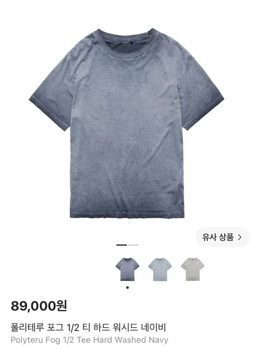 3 POLYTERU フォグ 1/2 Tシャツ HARD ウォッシュド ネイビー