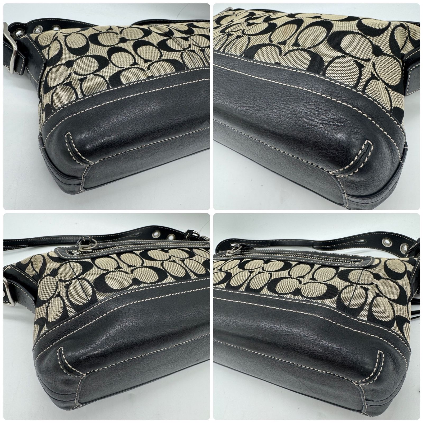 【良品】 COACH コーチ シグネチャー柄 ホーボー バッグ P3334