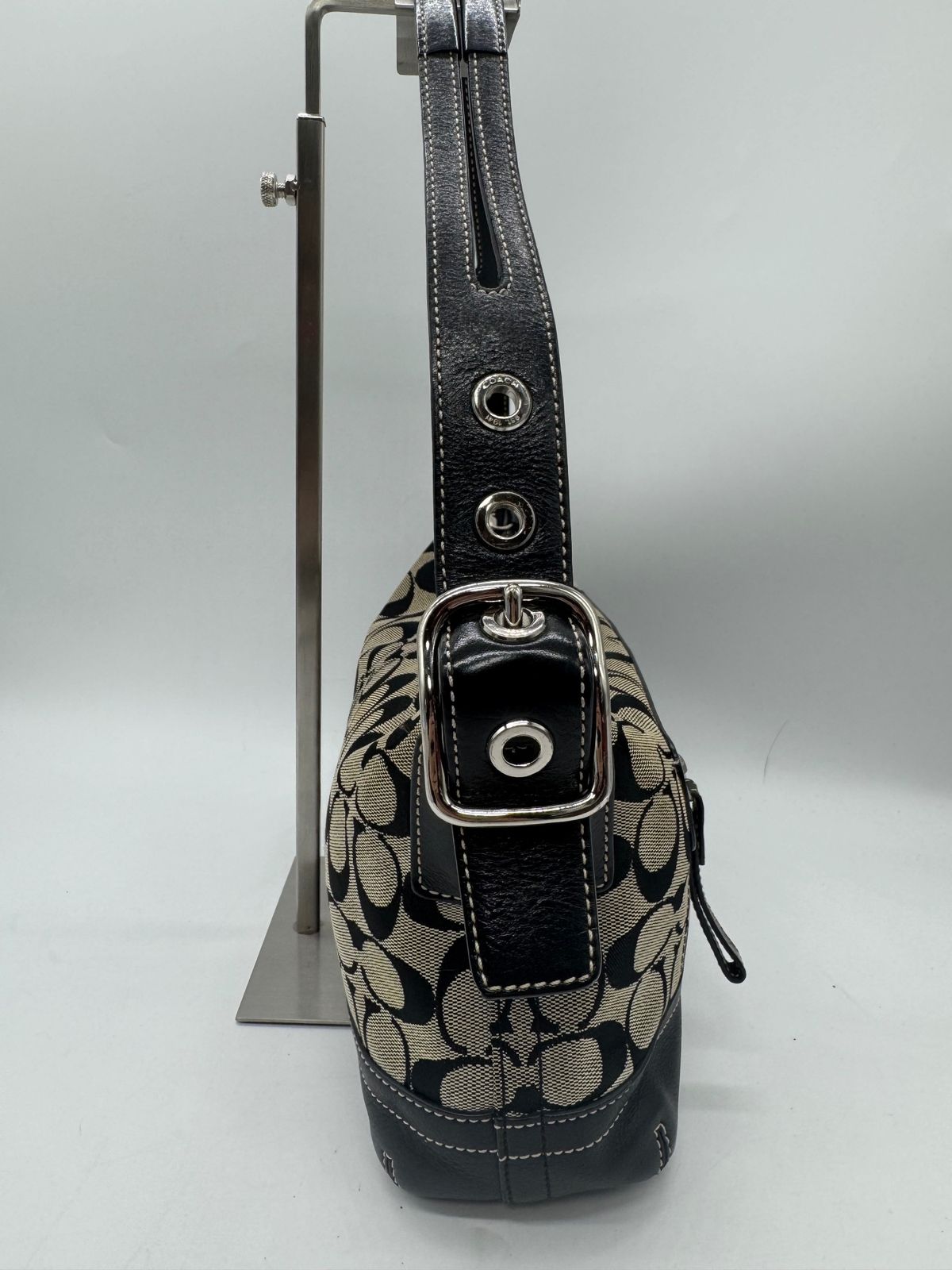 【良品】 COACH コーチ シグネチャー柄 ホーボー バッグ P3334