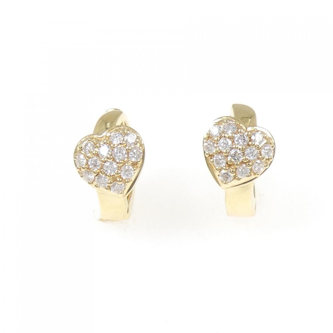 K18YG ハート パヴェ ダイヤモンド イヤリング 0.30CT
