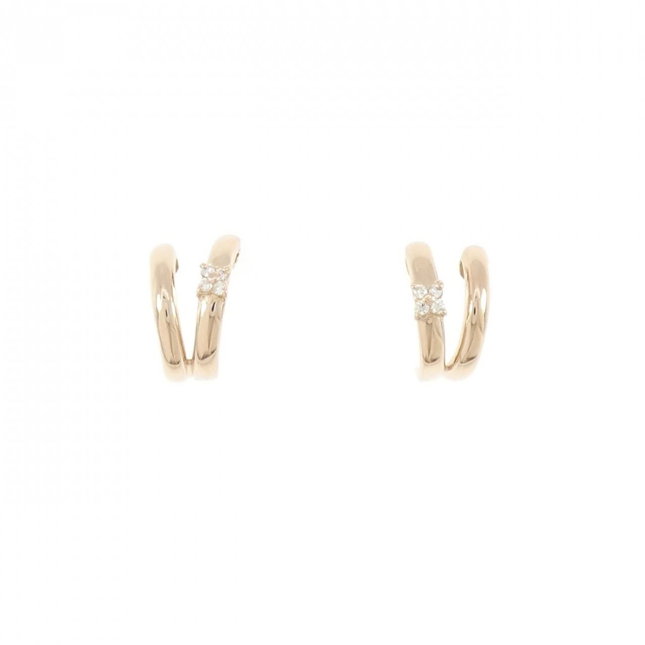 K18PG フラワー ダイヤモンド ピアス 0.04CT
