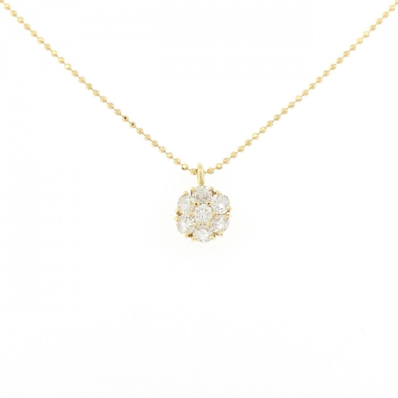 K18YG フラワー ダイヤモンド ネックレス 0.50CT