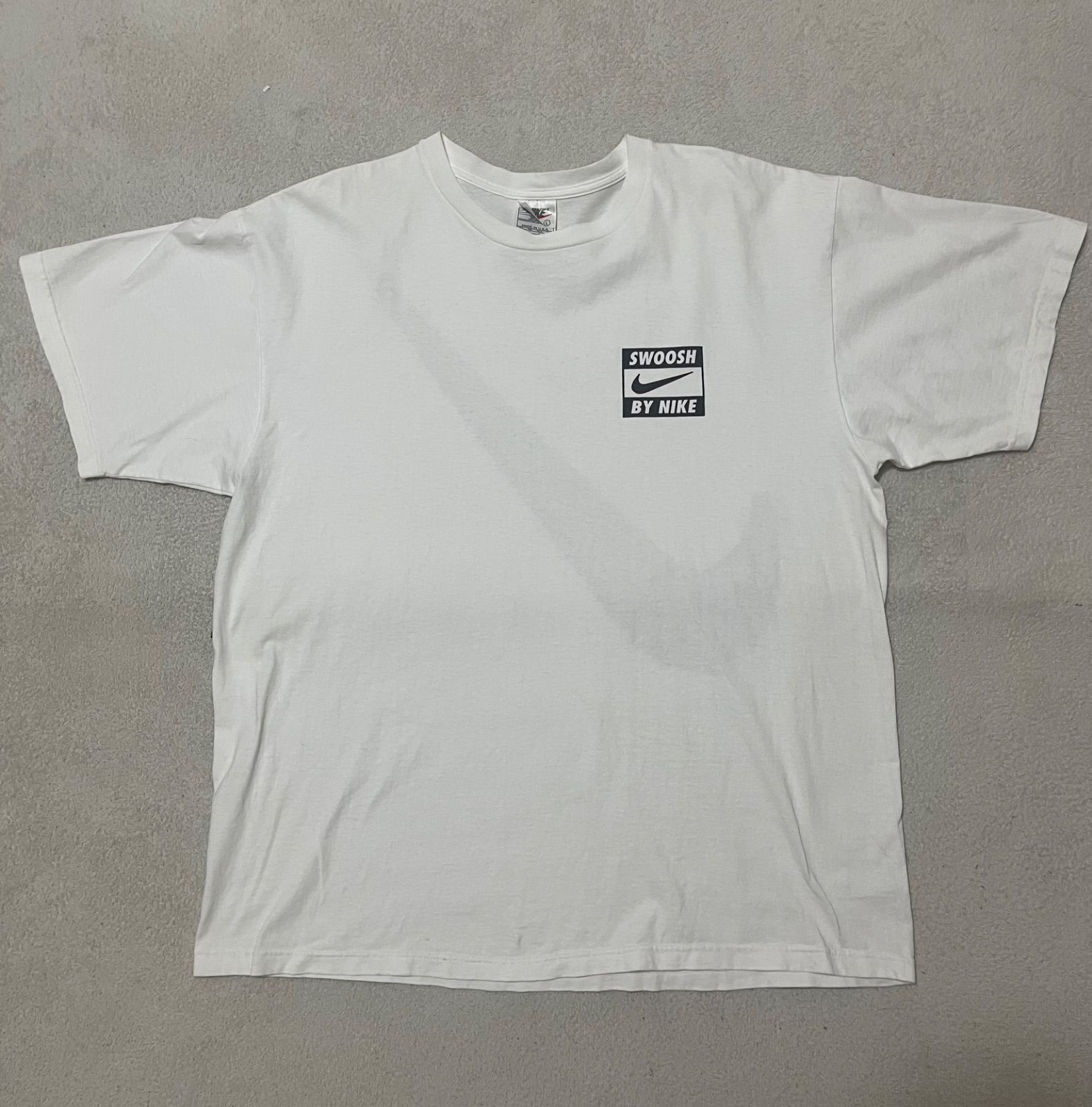 デカスウッシュ USA製 90s NIKE SWOOSH Tシャツ 両面プリント L 白