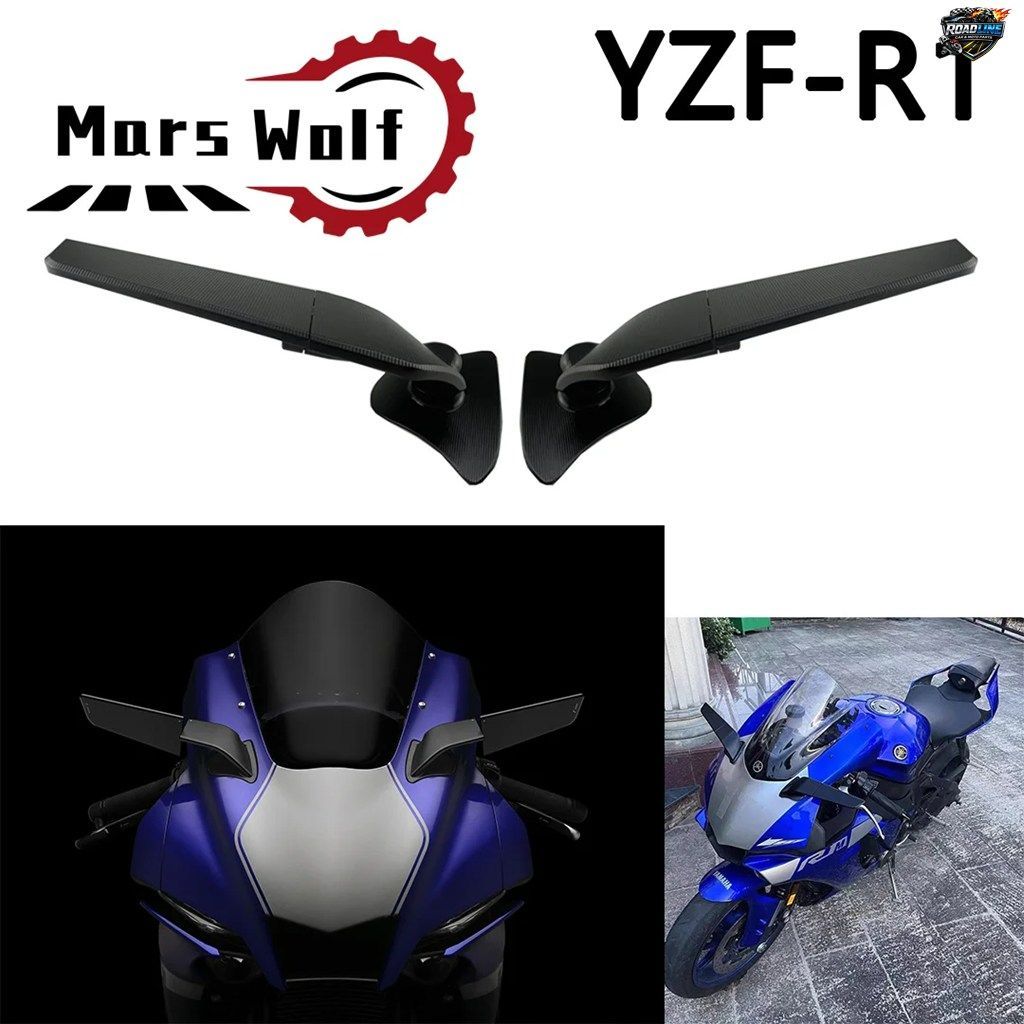 ヤマハ YZF-R1 YZFR1 R1M 2020 2021 2022 用バックミラー ウインドウ 調整可能回転式サイドミラー ウイングレット 2020-2022