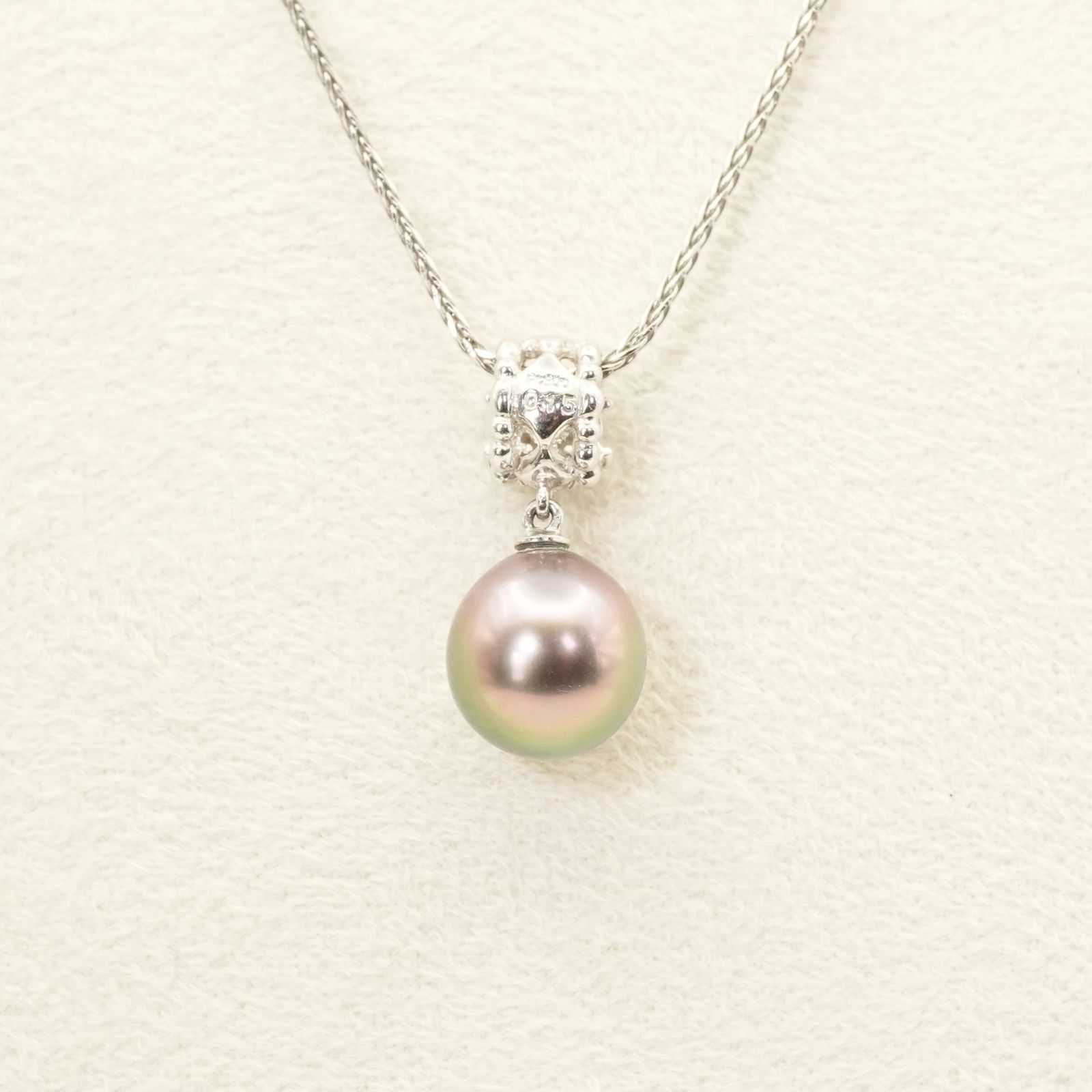 田崎真珠 パール×ダイヤ 黒蝶パール ネックレス 0.15ct/24-5759S