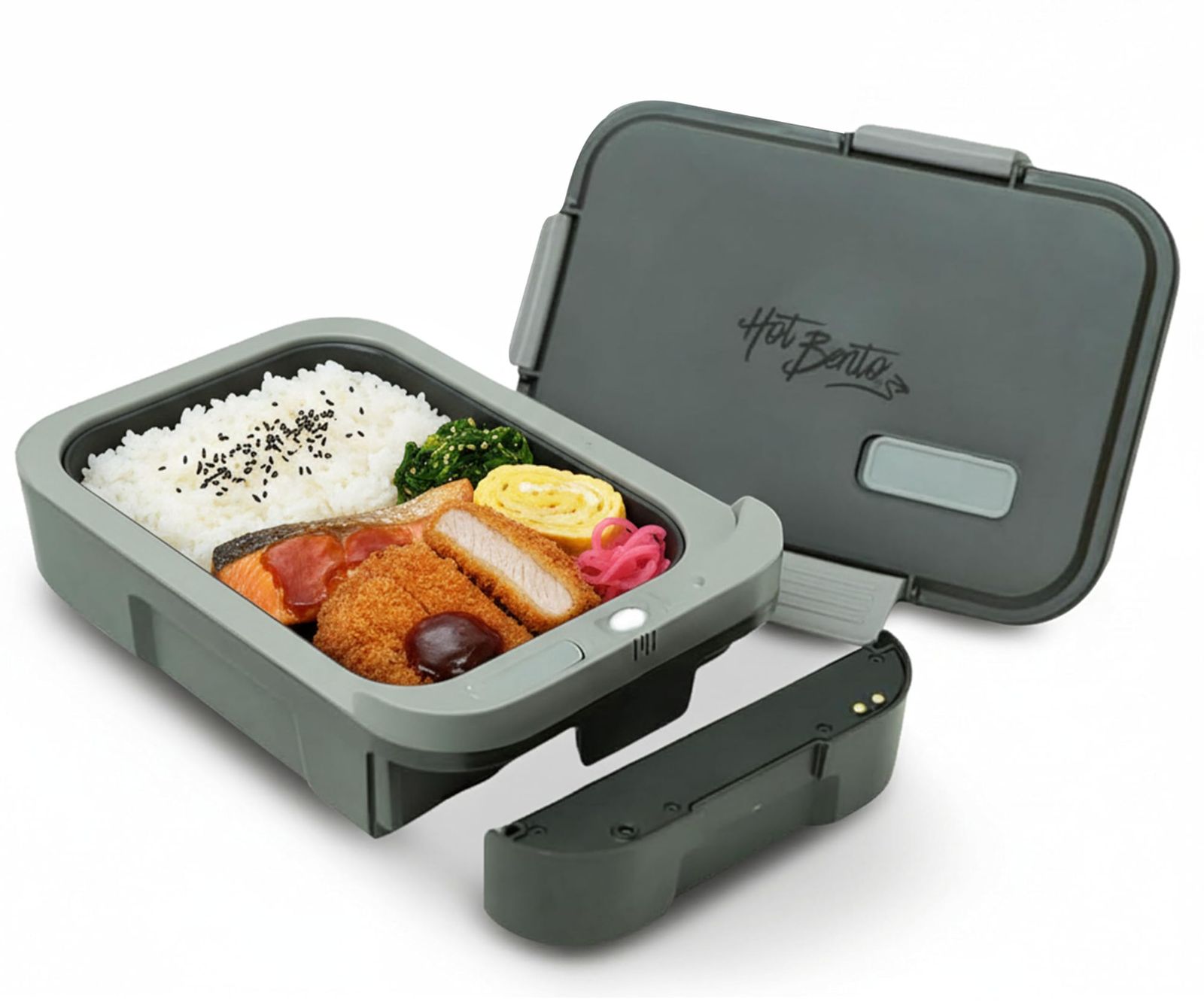 Hot Bento PLUS ポータブル電気加熱式ランチボックス AC充電対応・着脱式バッテリー付き 約10分でお弁当を温める 電子レンジ不要 コンパクト 繰り返し使用可能 安全設計 通勤・旅行・通学に最適 - ブラック★m ed92cb72