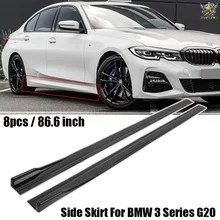 BMW 3シリーズ G20 F30 E90 2005-2020+ Mスポーツ カーサイドスカートエクステンション ロッカーパネルリップ 8ピース 86.6インチ/2.2M 光