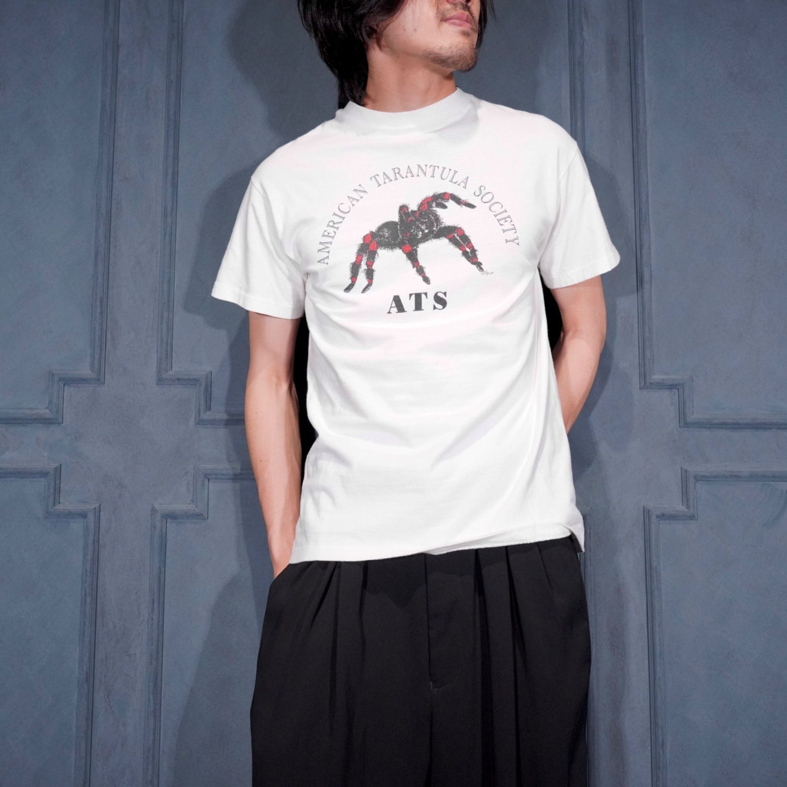 90's USA VINTAGE Hanes ATS AMERICAN TARANTURA SOCIETY PRINT DESIGN/90年代アメリカ古着アメリカンタランチュラソサイエティプリントデザインTシャツ