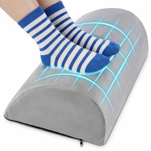 ★新品★フットレスト 足置き台 デスク下 【足首の負担軽減・2IN1多機能】軽量 足首サポート 足 クッション 圧力分散 リモートワーク テレワーク デスク 足枕/車/オフィス兼用 プレゼントに最適 (グレー) 4b272a9c