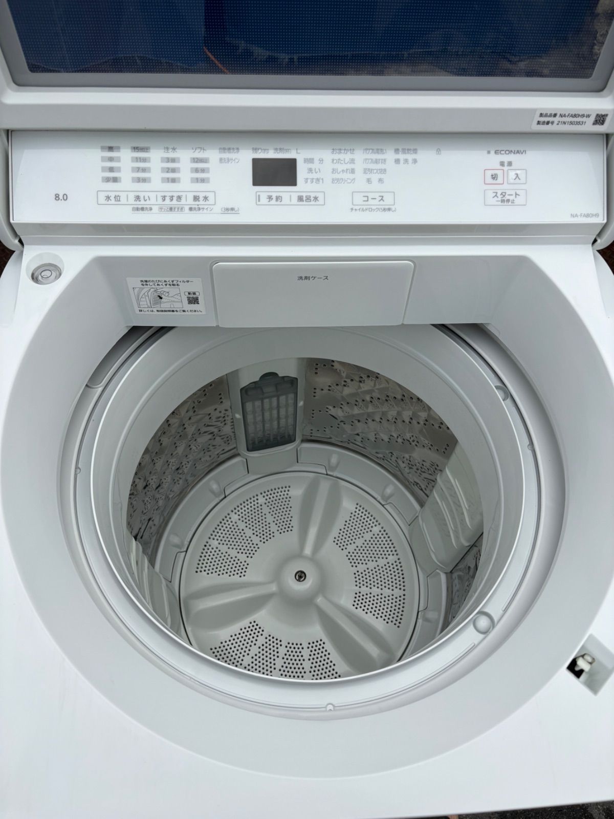 D40M260226　Panasonic パナソニック　洗濯機縦型洗濯機　NA-FA80H9　2021年製 8kg 完全分解洗浄済