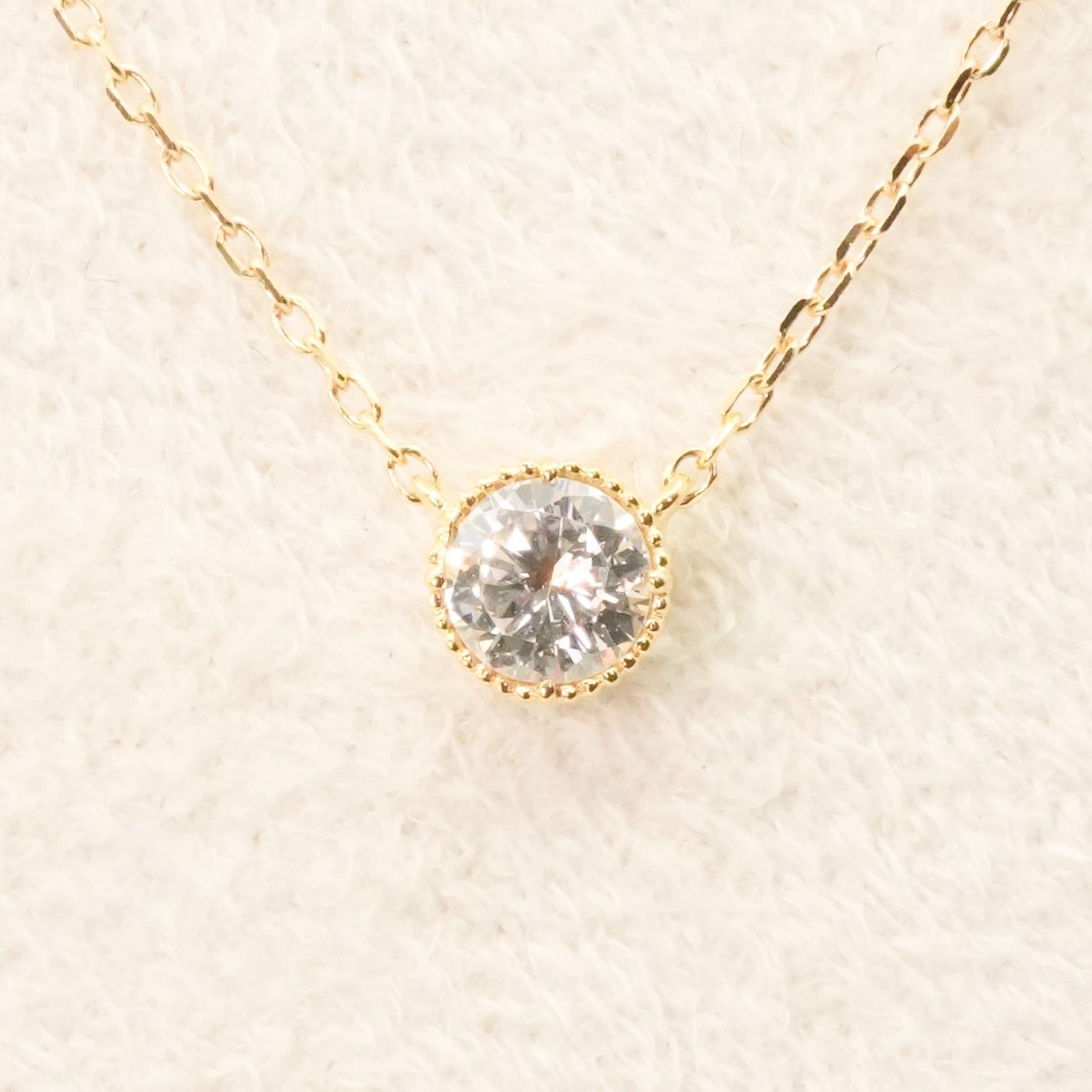 笠原真寿美 K18 0.2ct ダイヤ ネックレス ミル打ち/24-5802S 42,770円