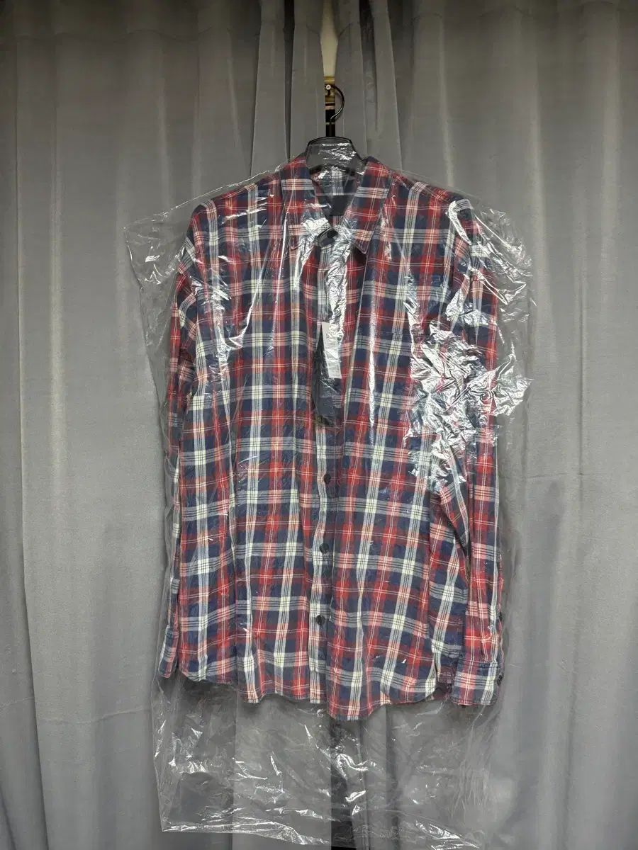 48 ジュンジ Island ウォッシュ ブリック レッド CHECK マックスフィット シャツ レッド